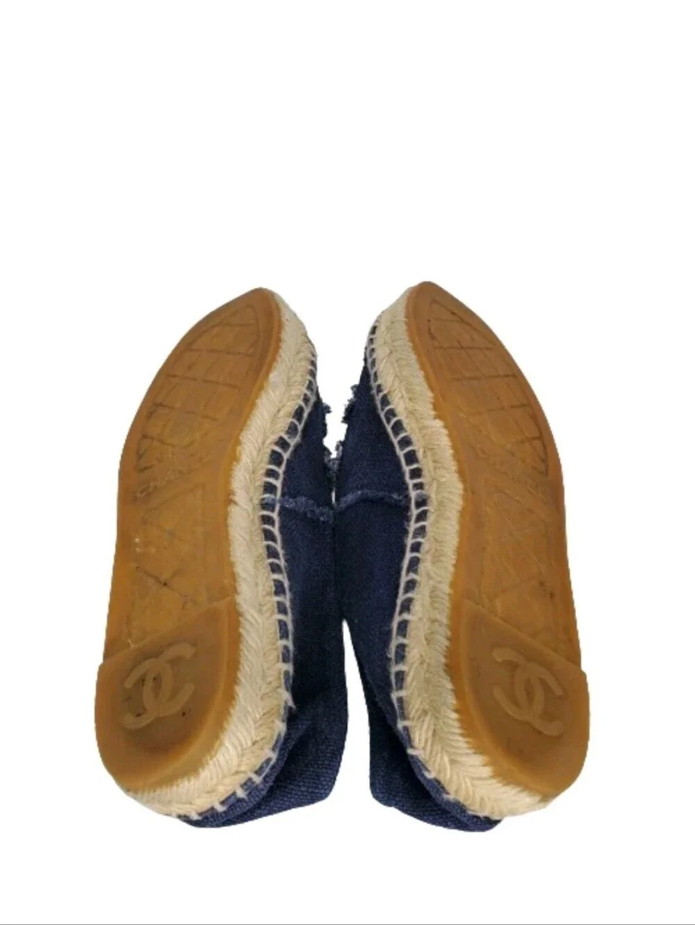 Chanel Blue Denim Interlocking CC Cap Toe Espadrilles